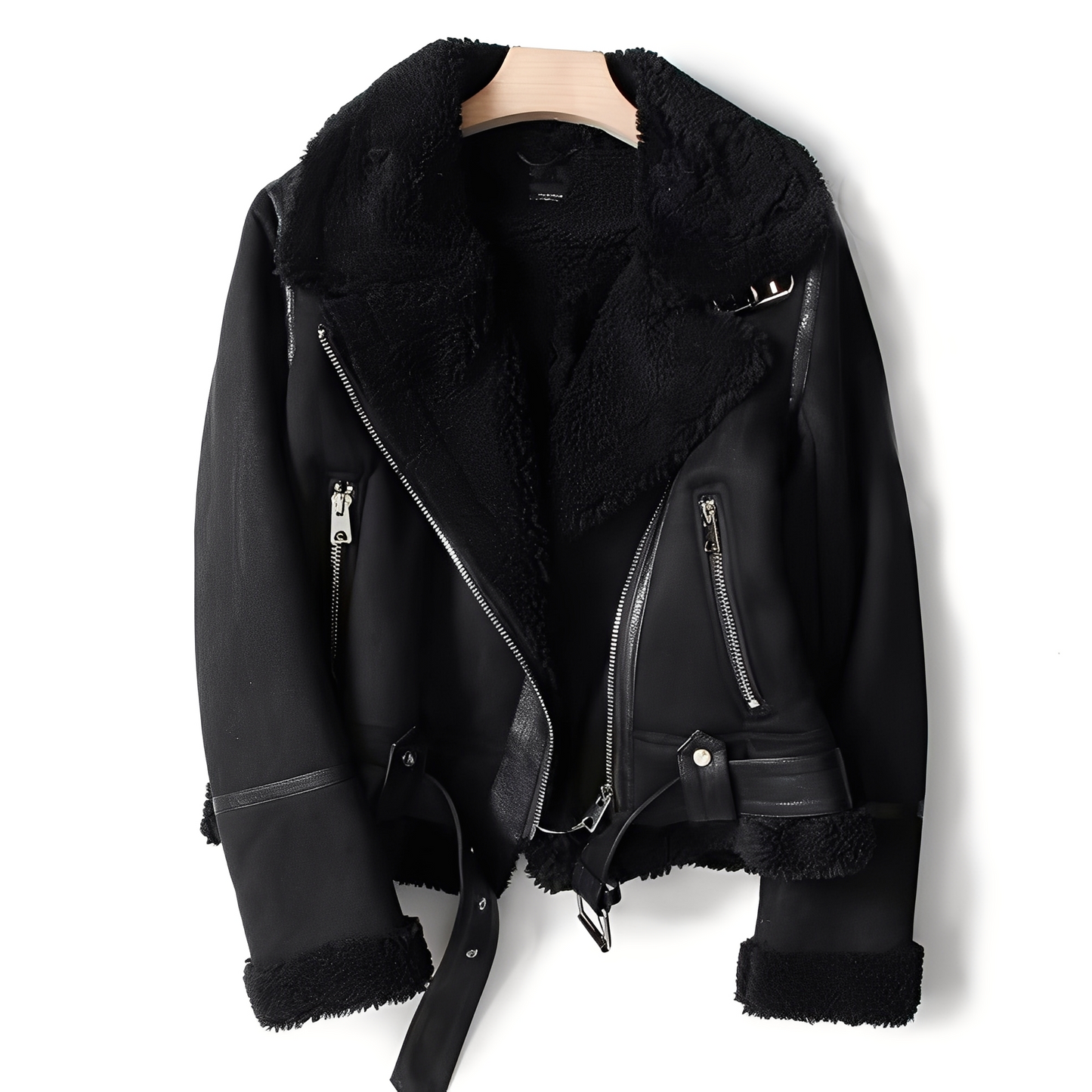 Marianne - Stylová semišová kožená bunda s páskem pro ženy