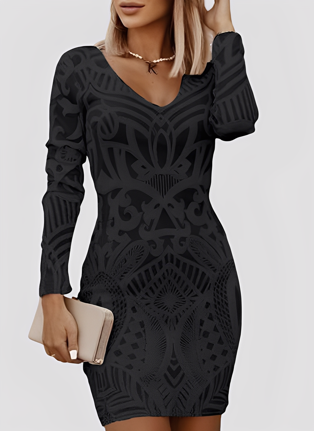 Caitlyn - Elegantní, dlouhými rukávy Slim-Fit šaty pro dámy