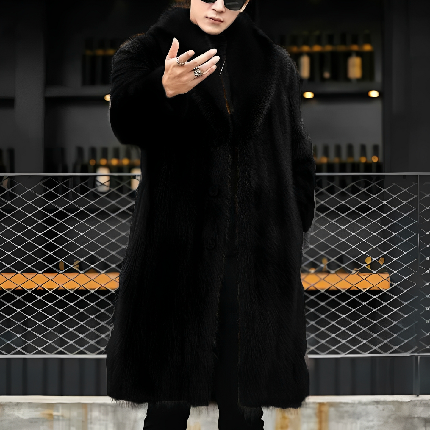 Matteo - Elegantní pánský dlouhý kožešinový kabát