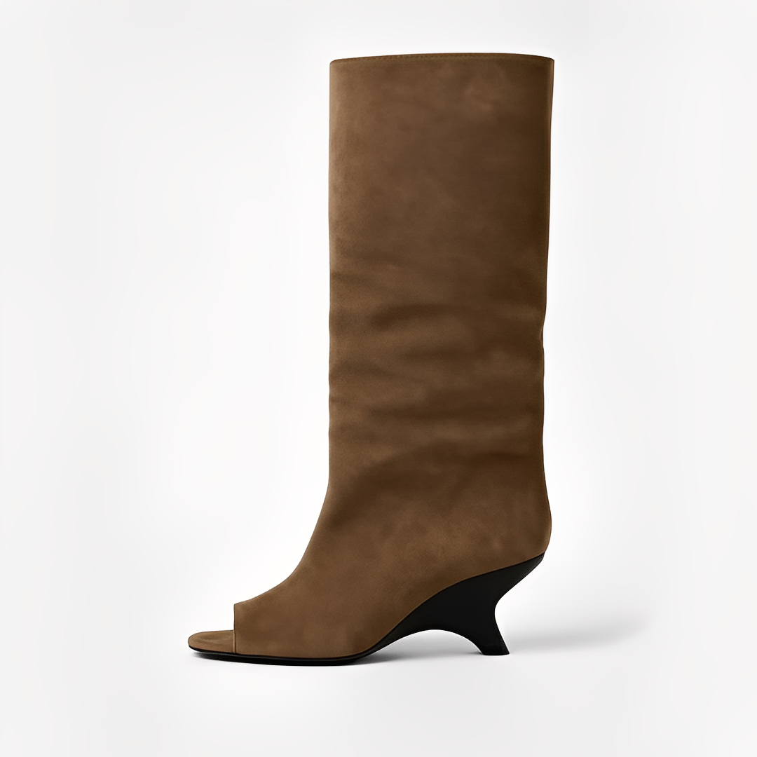 Aamina - Stylové vysoké boty s otevřenou špičkou pro ženy