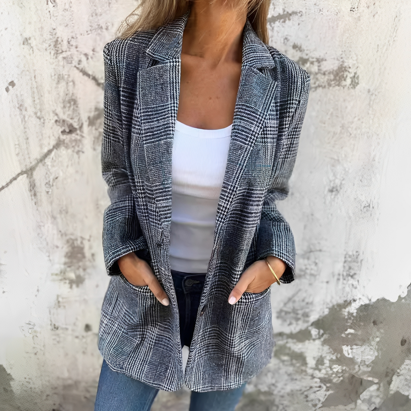 Ellen - Dámské formální sako s kostičkovaným vzorem