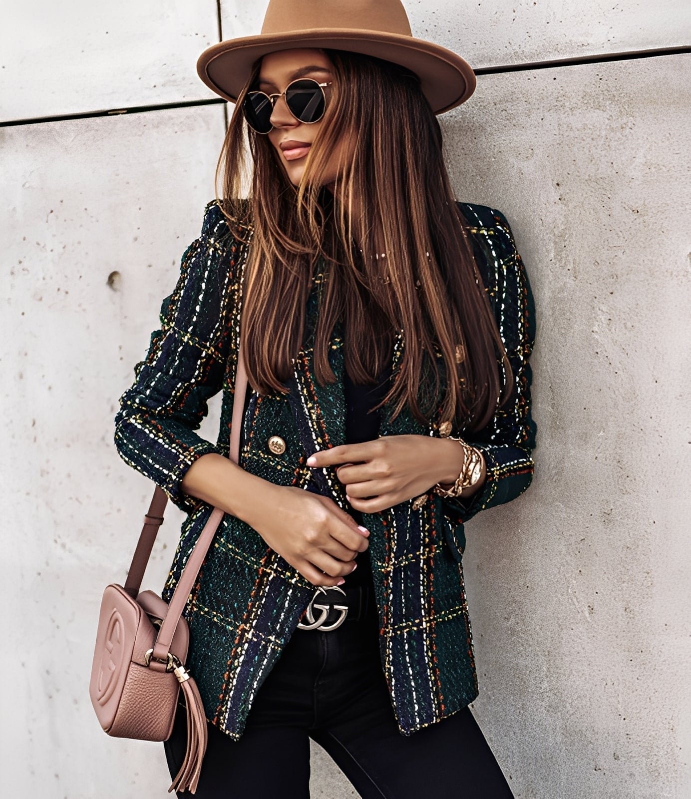 Cheri - Moderní, těsné sako s kostkovaným vzorem pro ženy