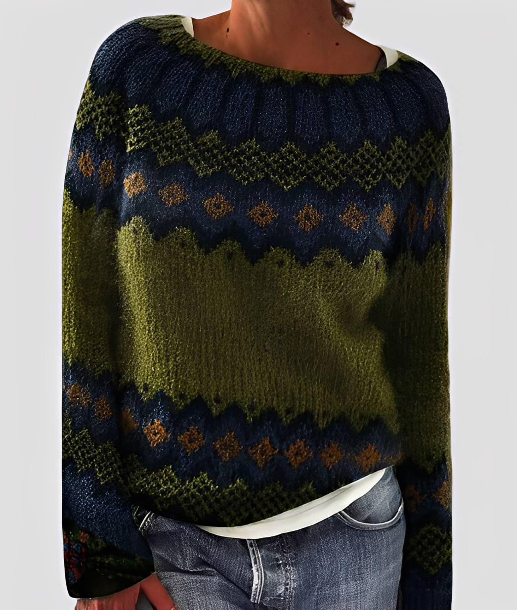 Christal - Stylový, volně střižený vlněný svetr pro ženy