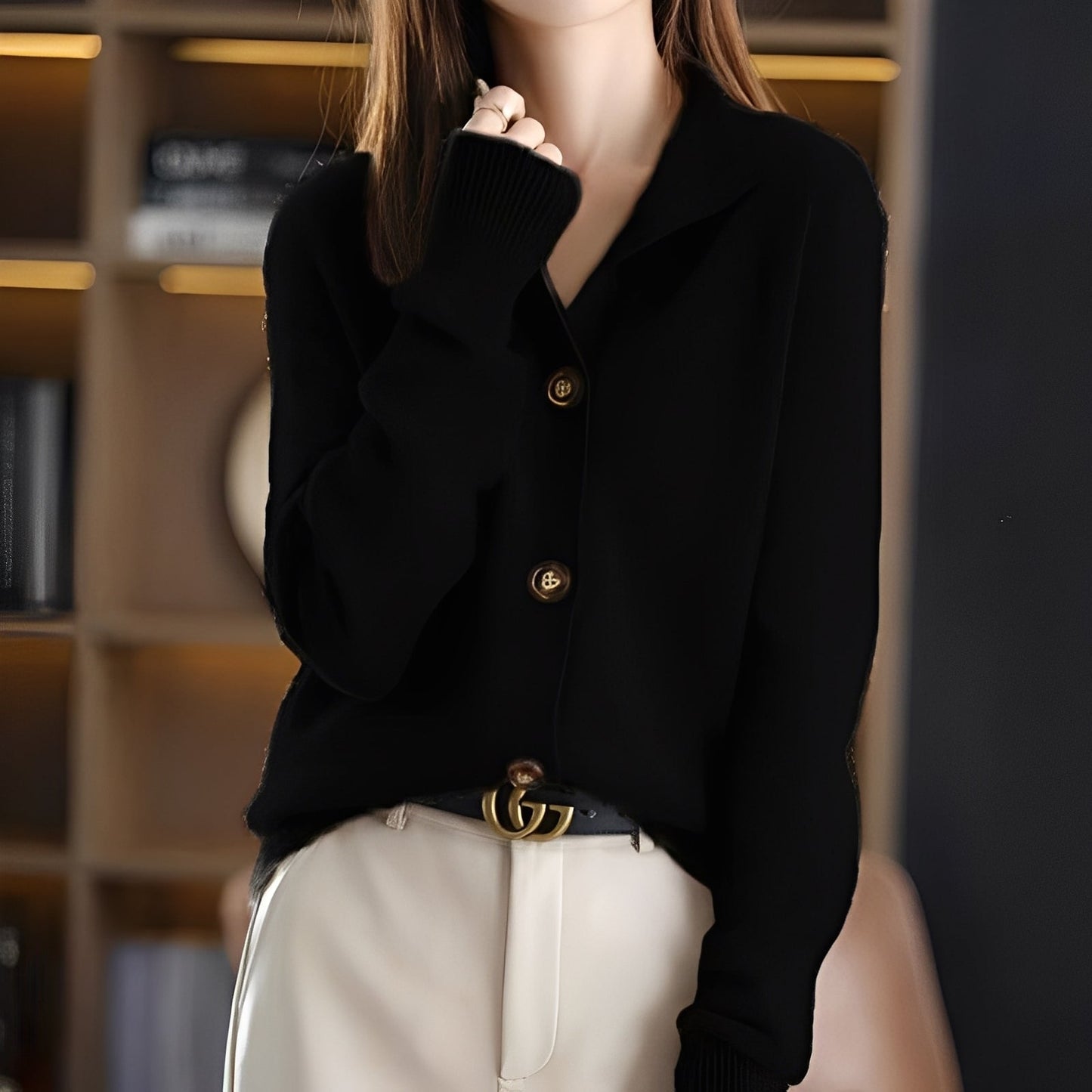 Adalynn - Elegantní volný dámský svetr s knoflíky