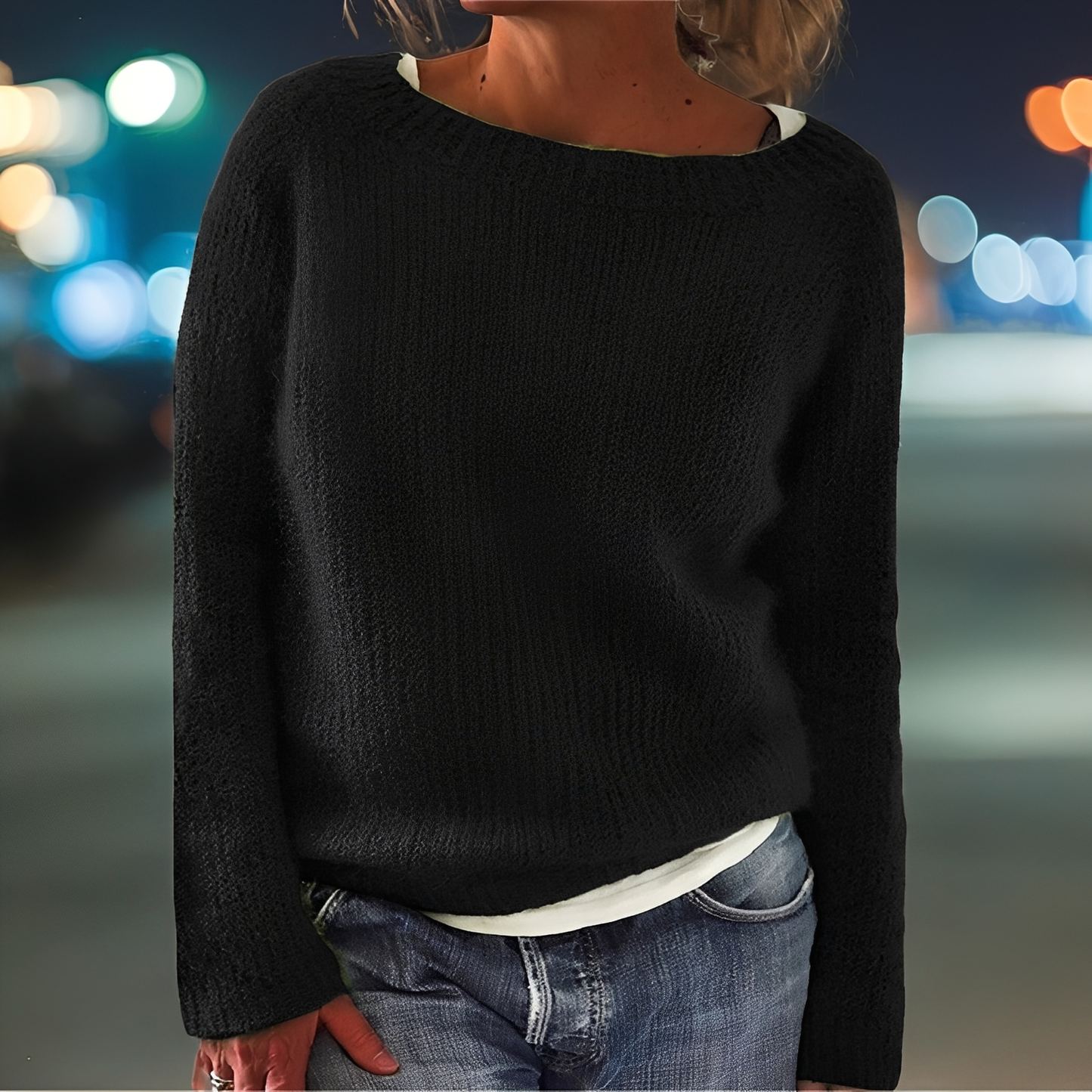 Abeeha - Dámský volný svetr v jedlové barvě