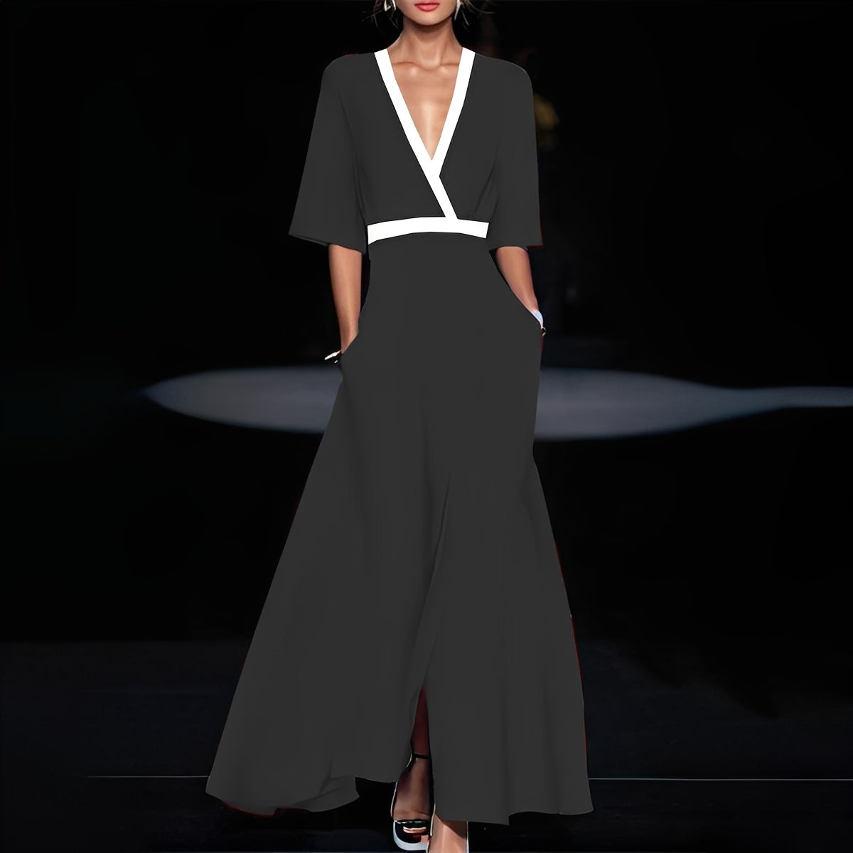 Débora - Ženské dlouhé šaty s květinovým vzorem