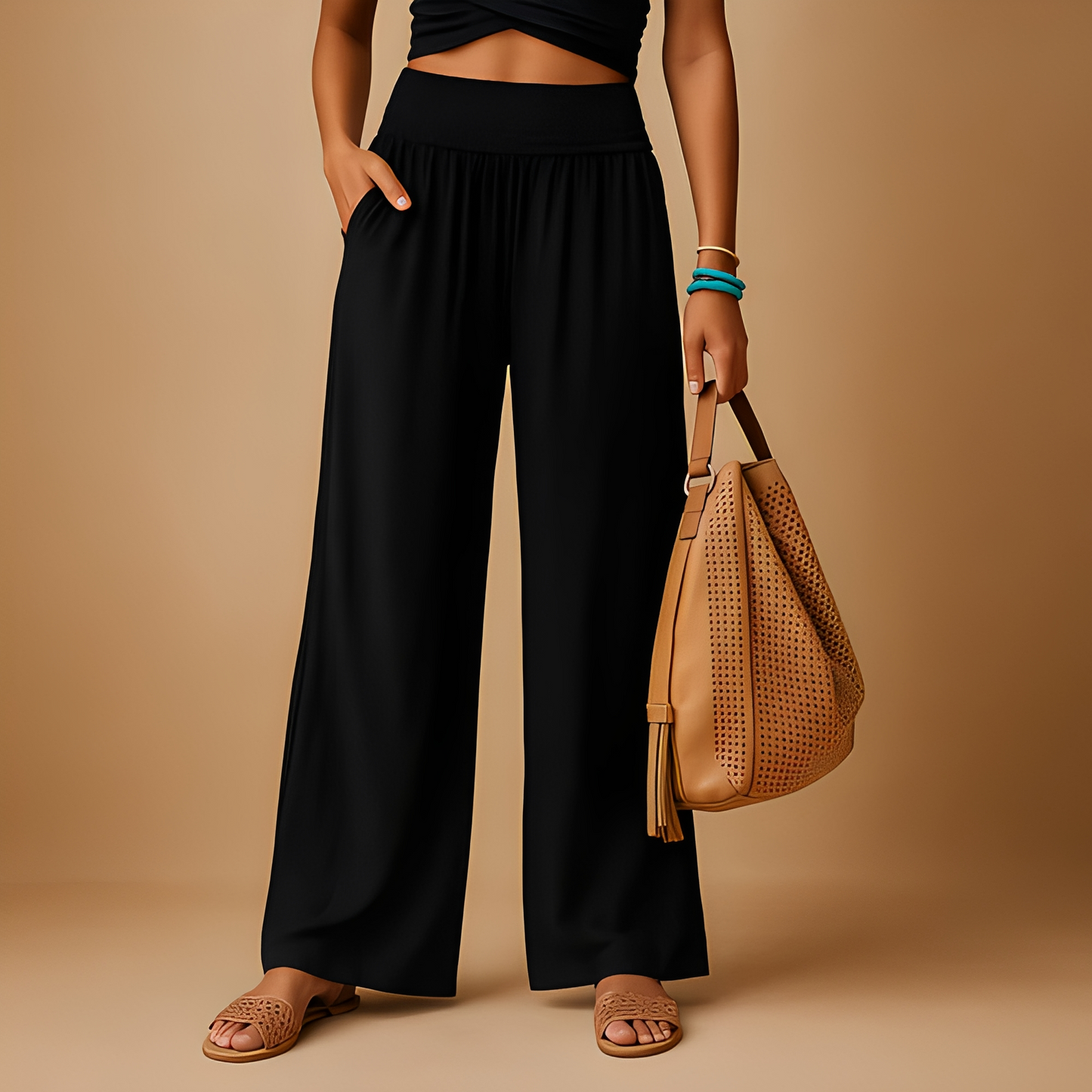 Aldona - Volné kalhoty s rovnými nohavicemi pro ženy