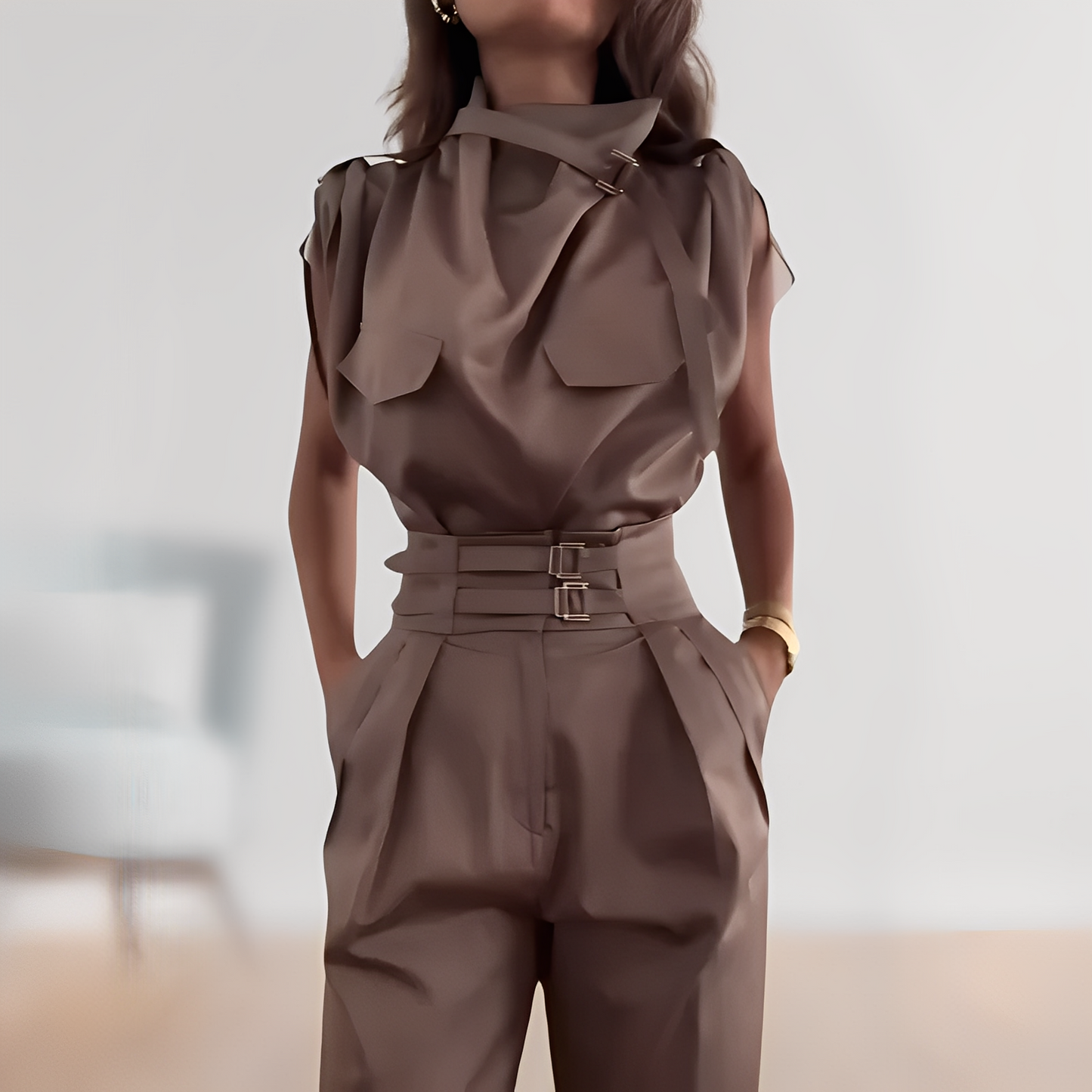 Leona – Elegantní Bezrukávový Overal