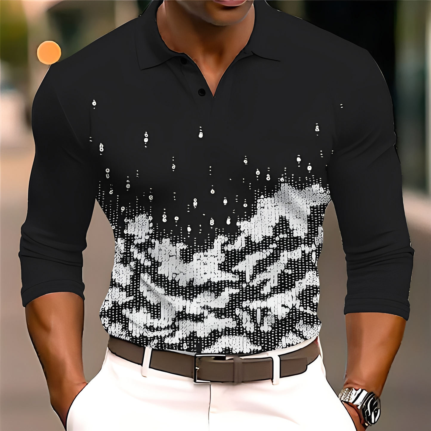 Adolphe - Stylové polo s dlouhými rukávy pro pány