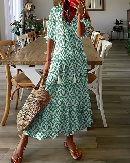 Domitille - Elegantní dámské šaty s volným V výstřihem