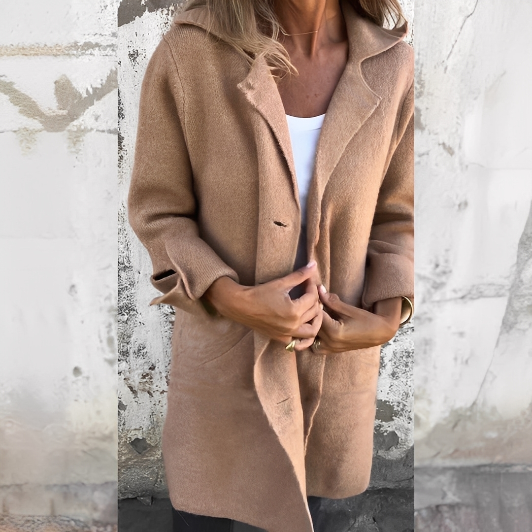 Odile - Dlouhý neformální kabát s límcem pro ženy