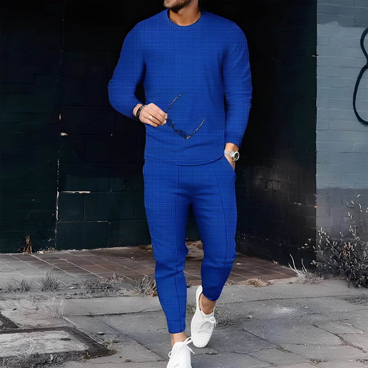 Dillan - Pánská slim-fit ležérní souprava z vaflové látky