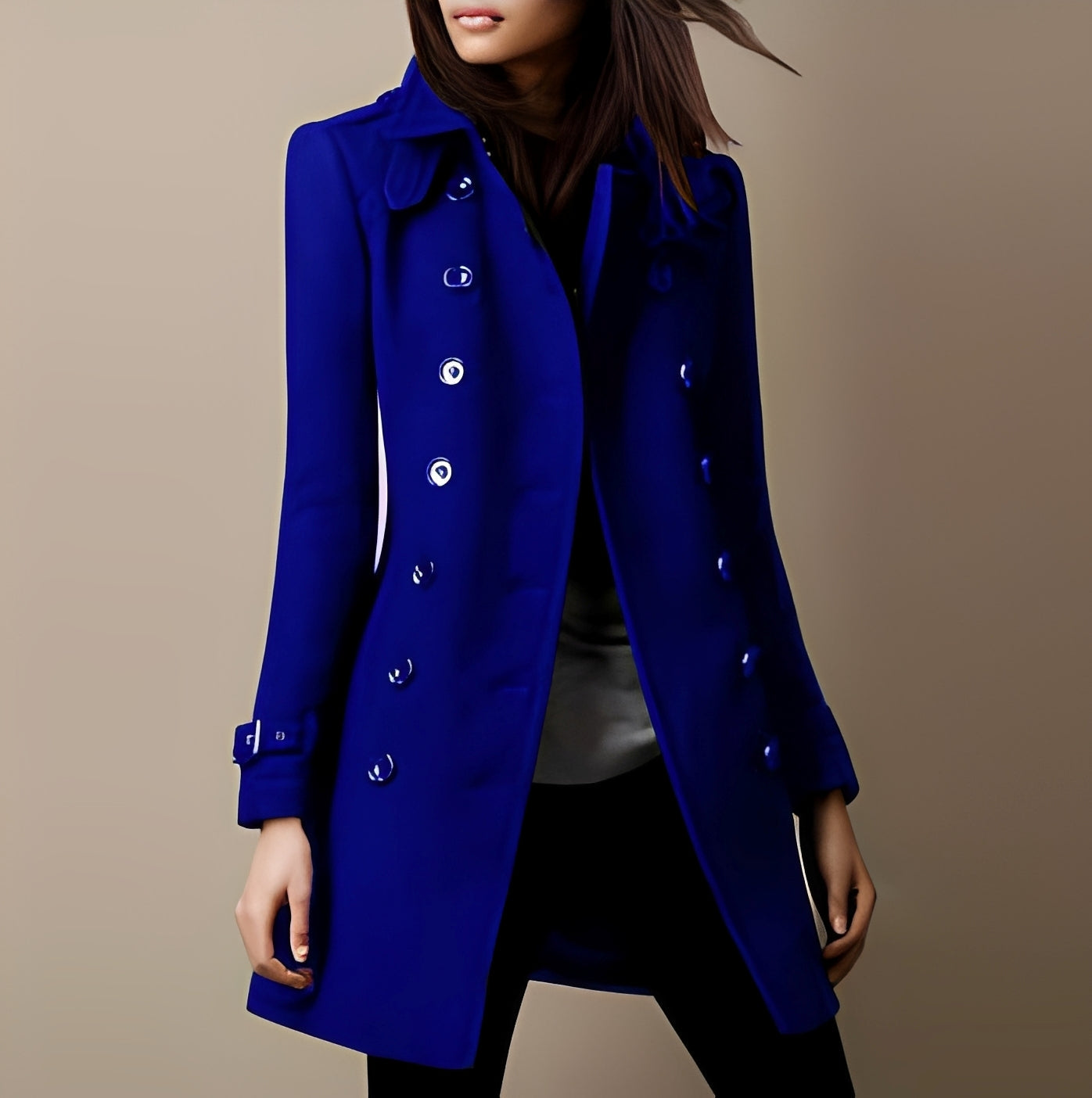 Aryana - Moderní dámský dvouřadý vlněný kabát