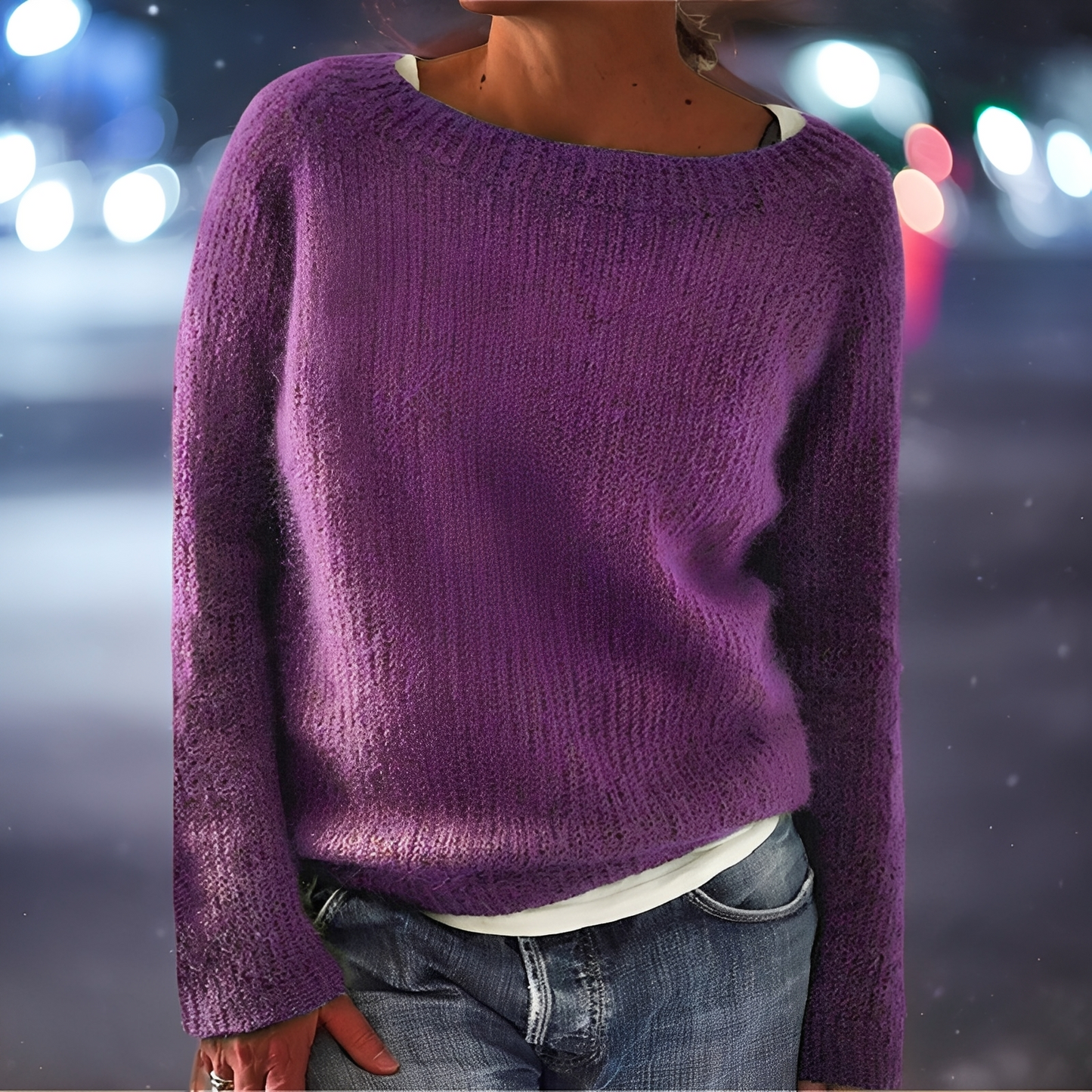 Abeeha - Dámský volný svetr v jedlové barvě