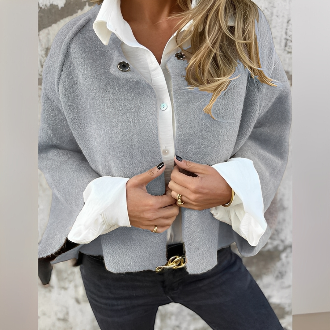 Noélie - Dámský vlněný kabát s kulatým límcem