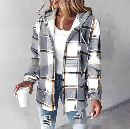 Éliette - Dámská zimní kostkovaná mikina s kapucí