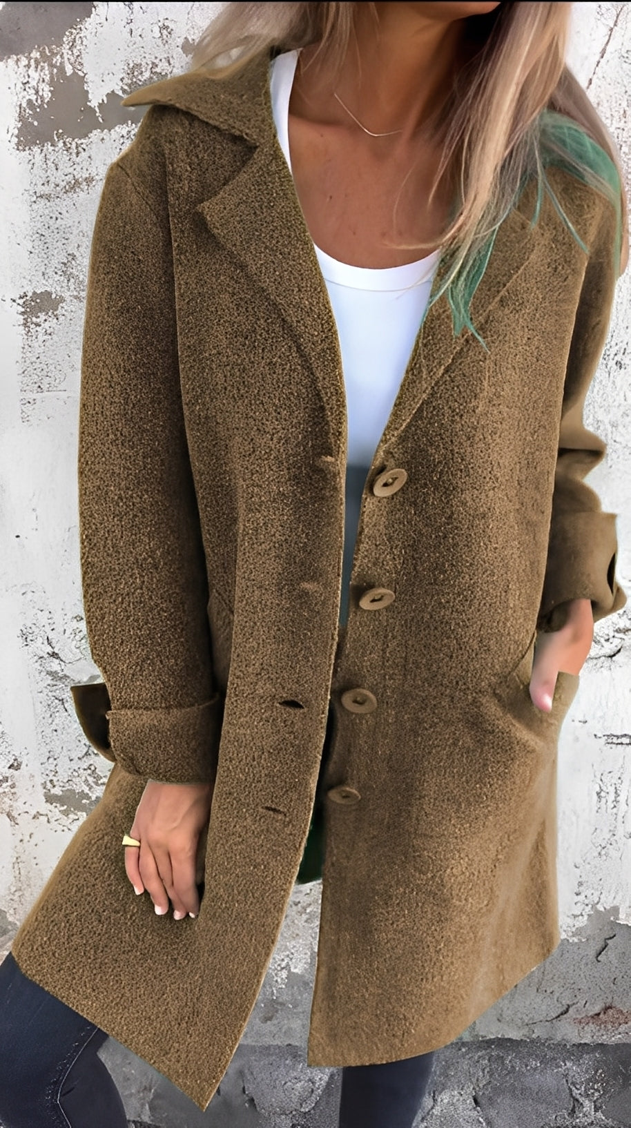 Meridith - Elegantní dlouhý kabát s reverzním límcem pro ženy