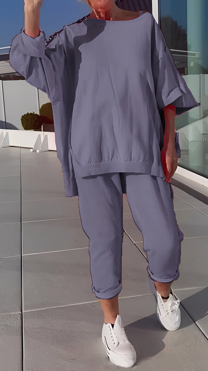 Eleanore - Pohodlná sada s volným topem a kalhotami pro ženy