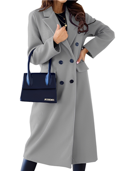 Jocelin - Stylový, teplý dámský kabát s dvojitým zapínáním