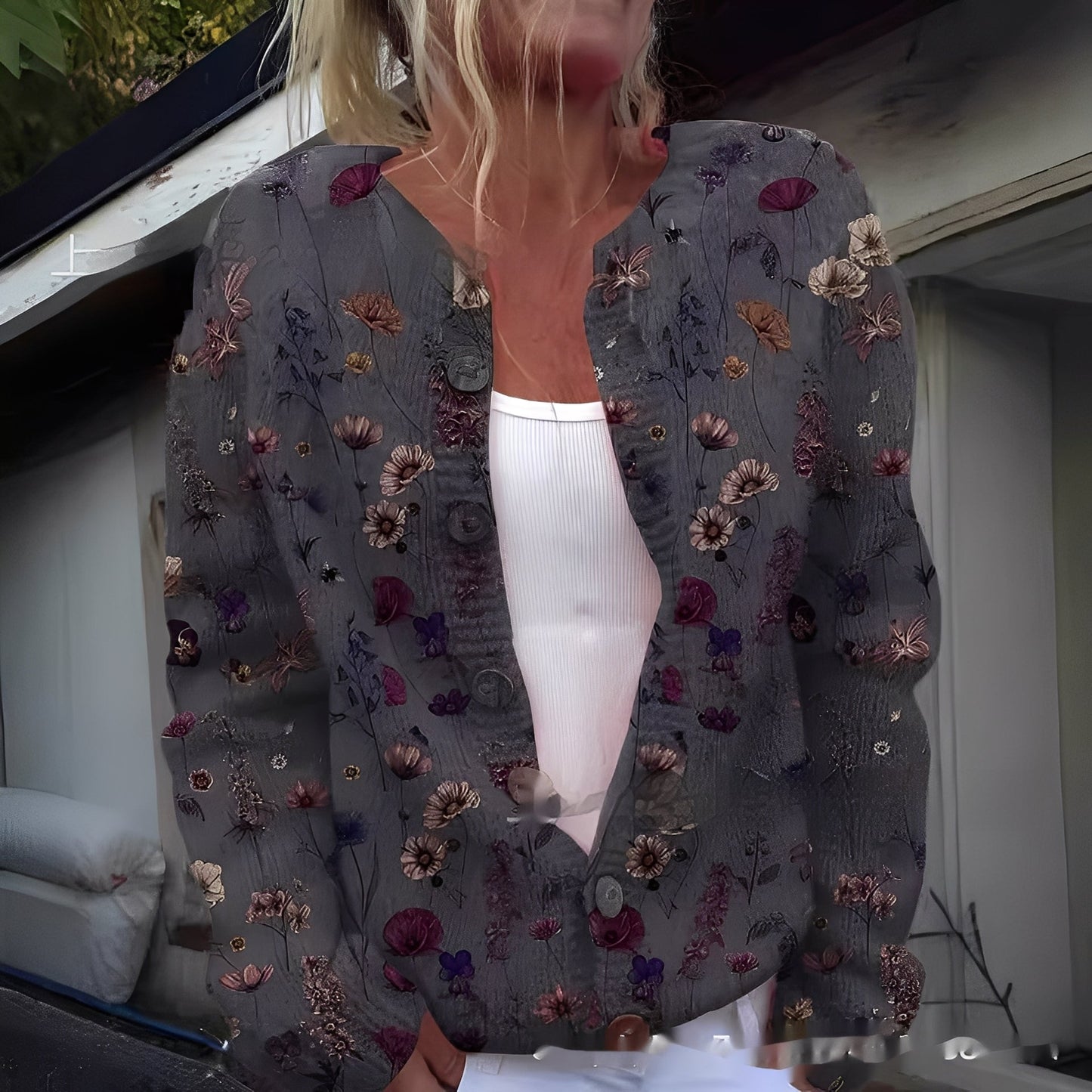 Wilda - Stylový, teplý cardigan s květinovým vzorem pro ženy