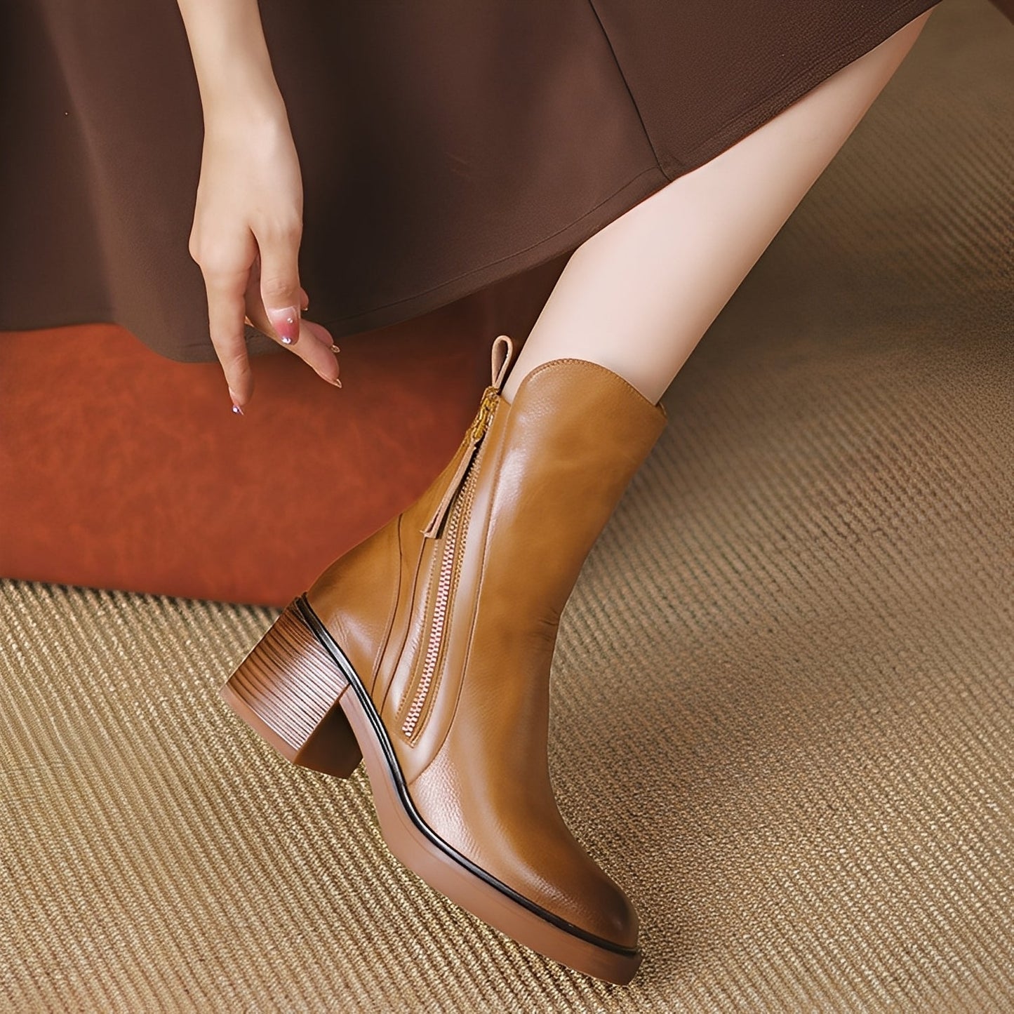 Pamella - Klasické kožené dámské boty k kotníkům