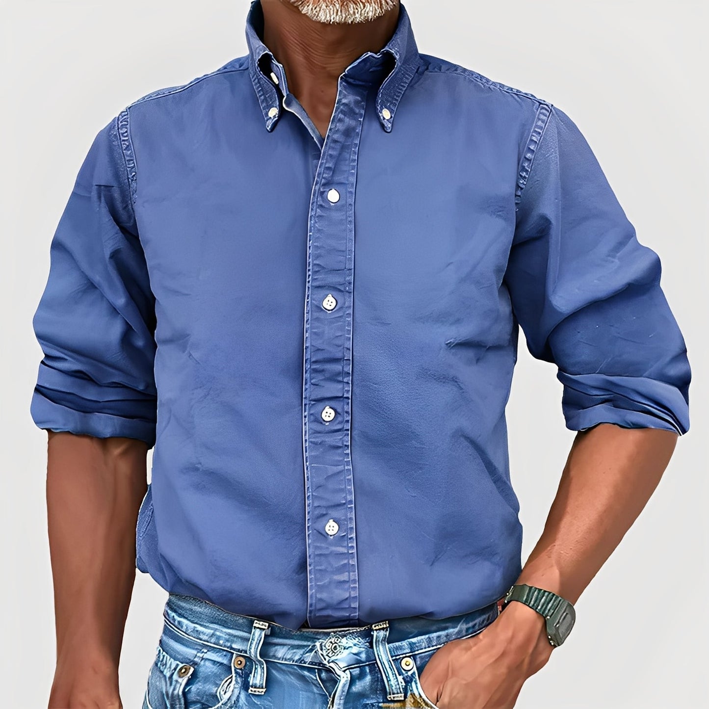 Ronald - Retro Obojek Dlouhý Rukáv Pánská Košile