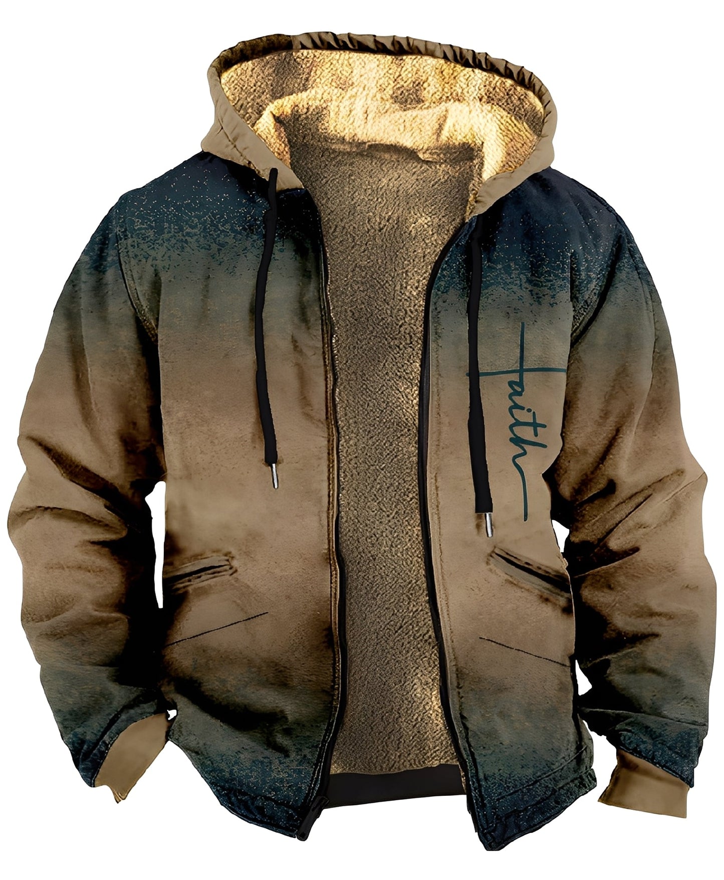 Mervin - Pánská sametová mikina s barevnými detaily a kapucí