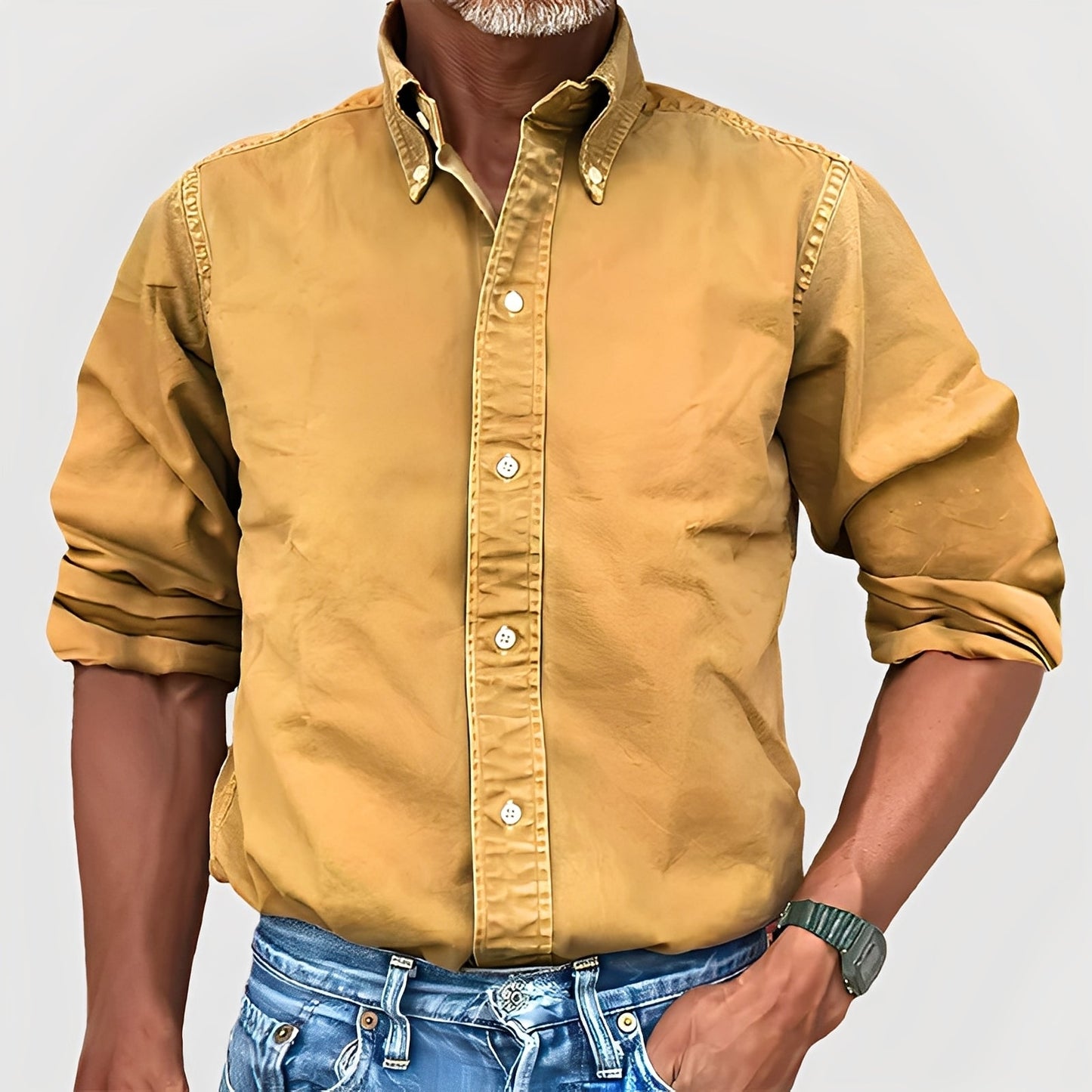 Ronald - Retro Obojek Dlouhý Rukáv Pánská Košile