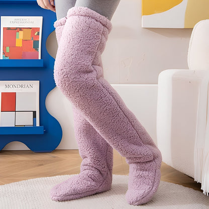 Camellia - Teplé, zimní nadkolenní ponožky pro ženy