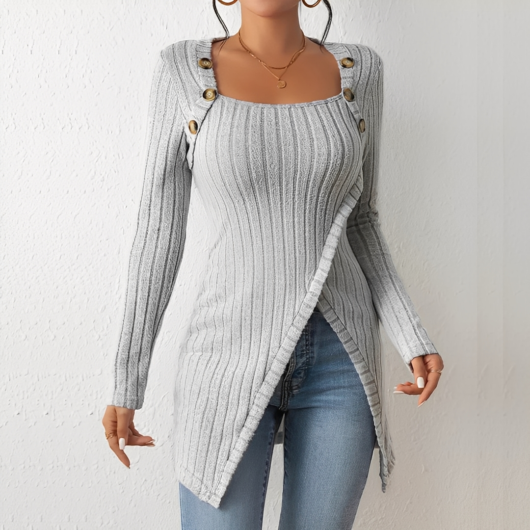 Alfreda - Dámský pletený top s knoflíky