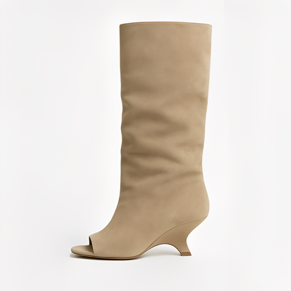 Aamina - Stylové vysoké boty s otevřenou špičkou pro ženy