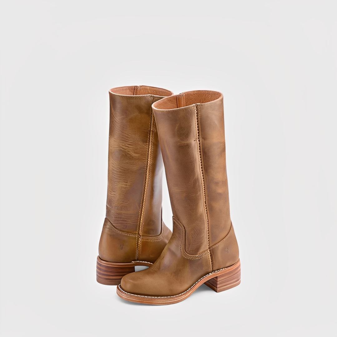 Lauryne - Dámské kožené boty na vysokém podpatku