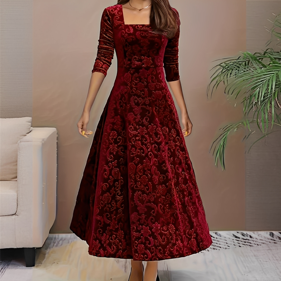 Malvina - Elegantní šaty s hranatým dekoltem pro ženy