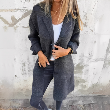 Odile - Dlouhý neformální kabát s límcem pro ženy