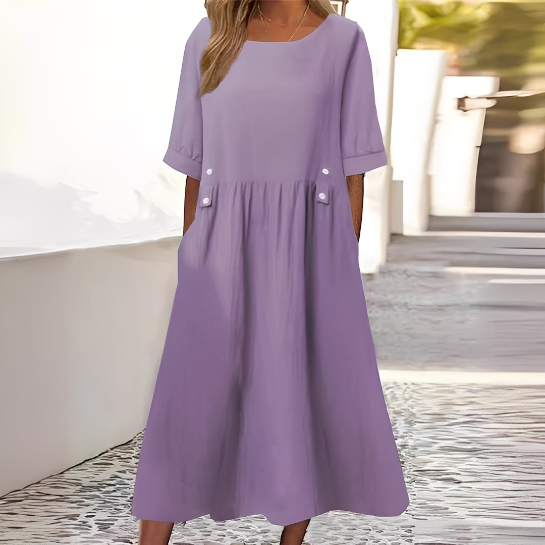 Sylvette - Dámské bavlněné šaty s kulatým výstřihem