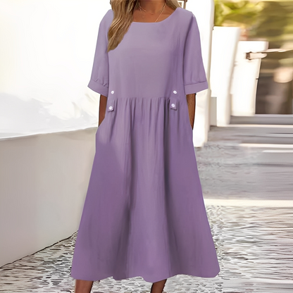 Sylvette - Dámské bavlněné šaty s kulatým výstřihem