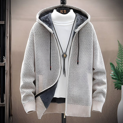 Roni - Moderní pánská pletená mikina s fleecem uvnitř