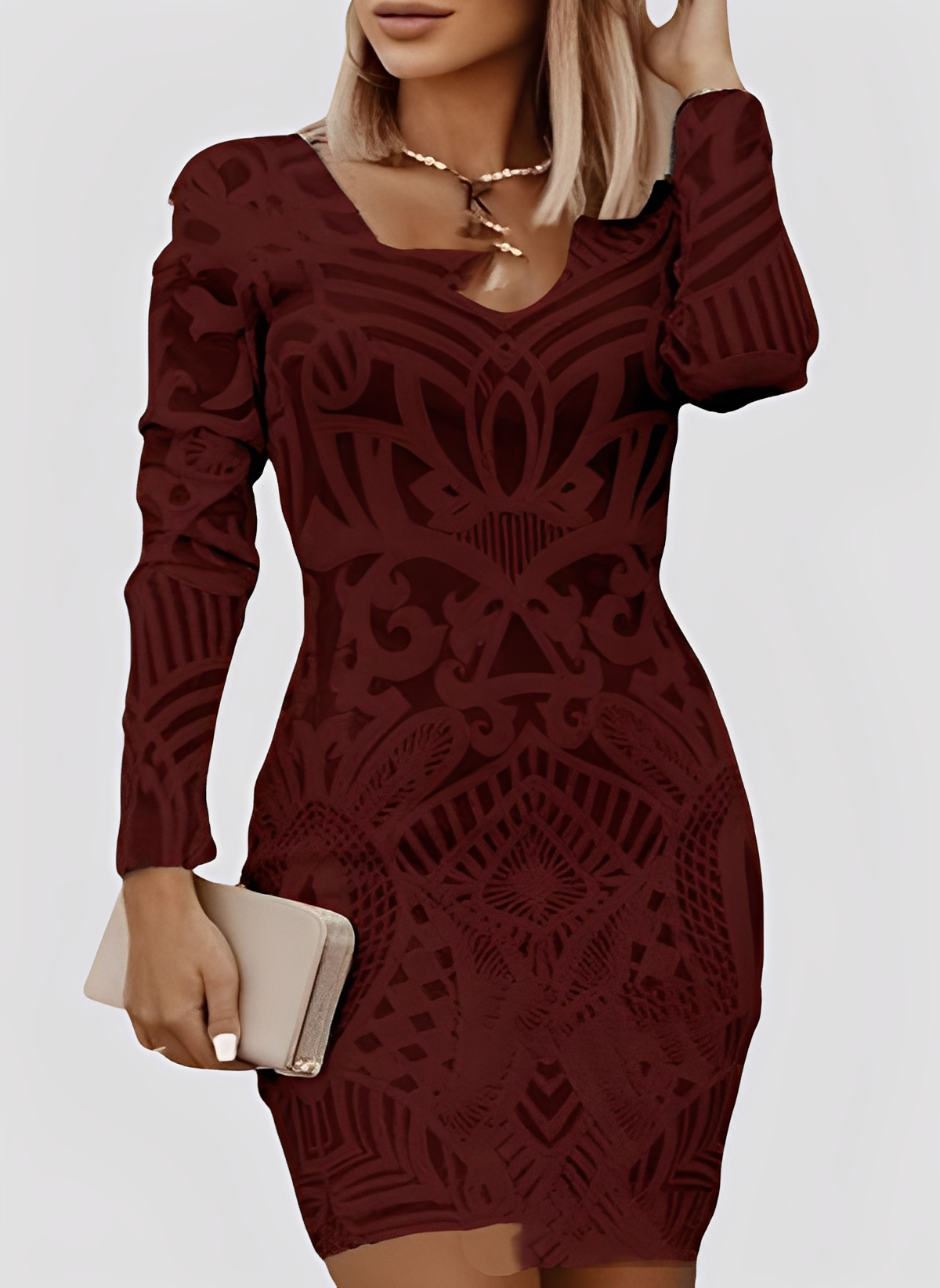 Caitlyn - Elegantní, dlouhými rukávy Slim-Fit šaty pro dámy