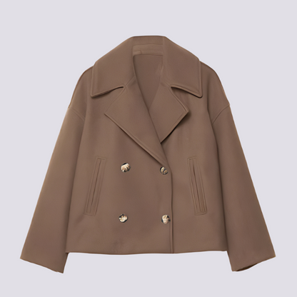 Bethney - Stylový krátký vlněný kabát s reverzním límcem pro ženy