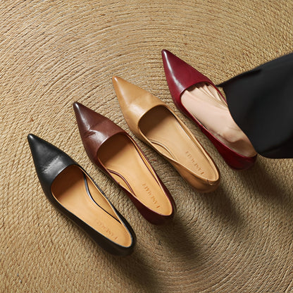 Rhea - Moderní kožené lodičky s ostrou špičkou pro ženy