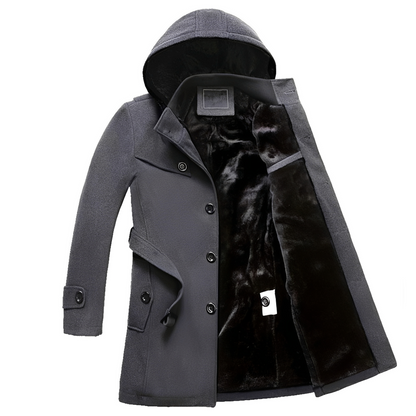 Robert - Moderní, pevný trenčkot s umělou kožešinou pro muže