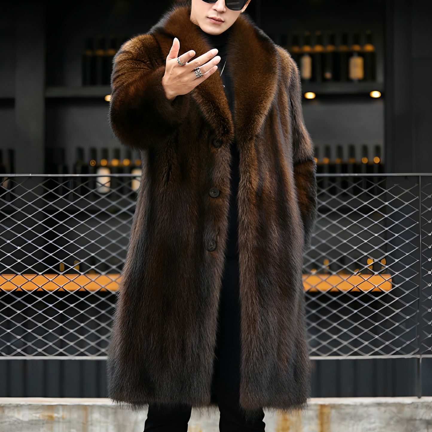 Matteo - Elegantní pánský dlouhý kožešinový kabát