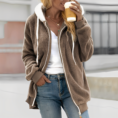 Rheanna - Dámská teplá fleecová bunda s kapucí