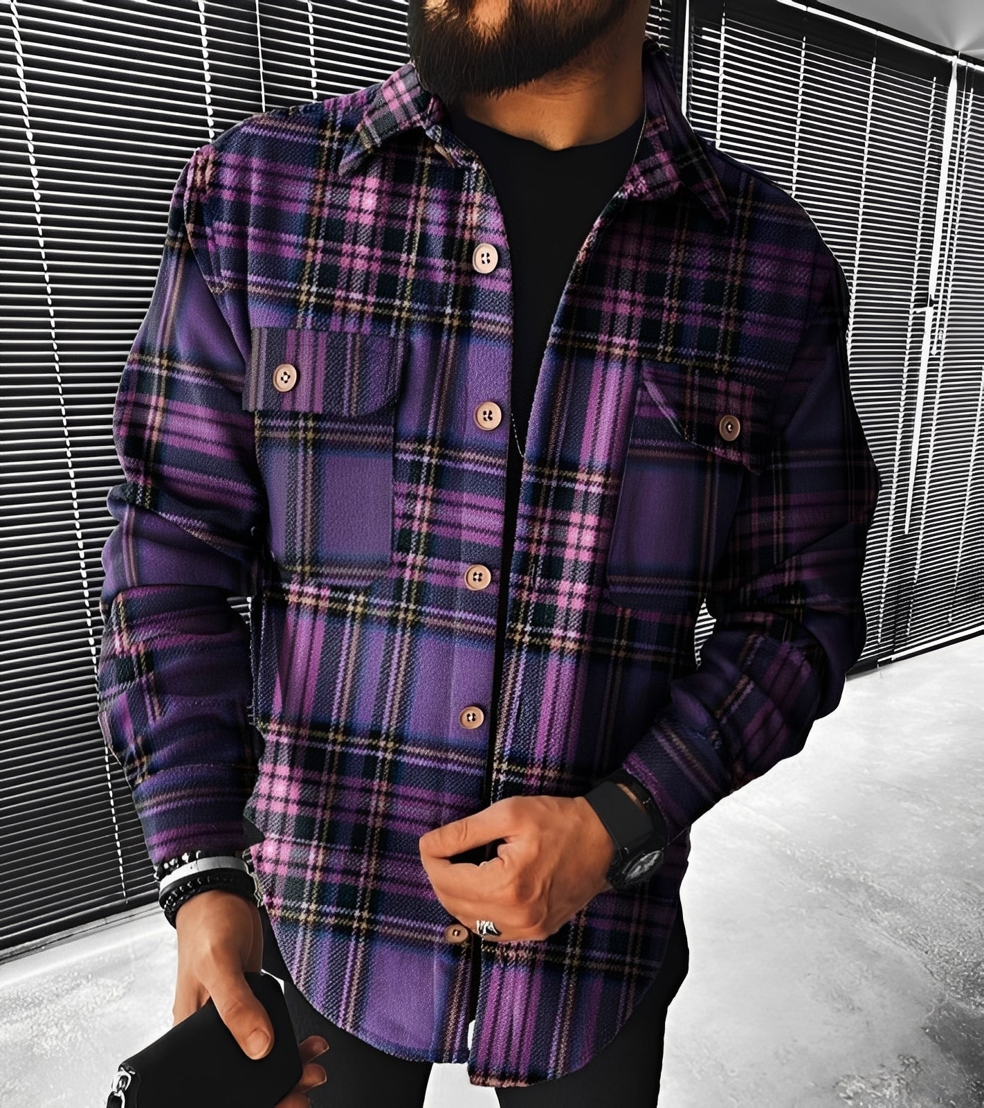 Eugene - Elegantní károvaná košile s dlouhým rukávem pro muže