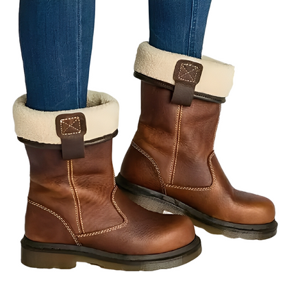 Alexia - Retro kožené zimní boty s kožešinou pro ženy