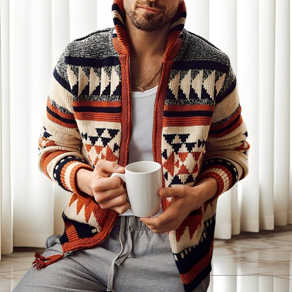 Alvin - Mužský stylový pletený svetr s obráceným límcem