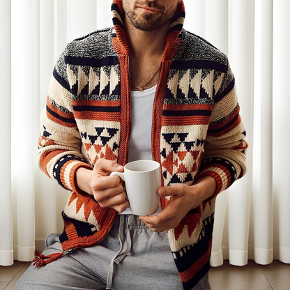 Alvin - Mužský stylový pletený svetr s obráceným límcem