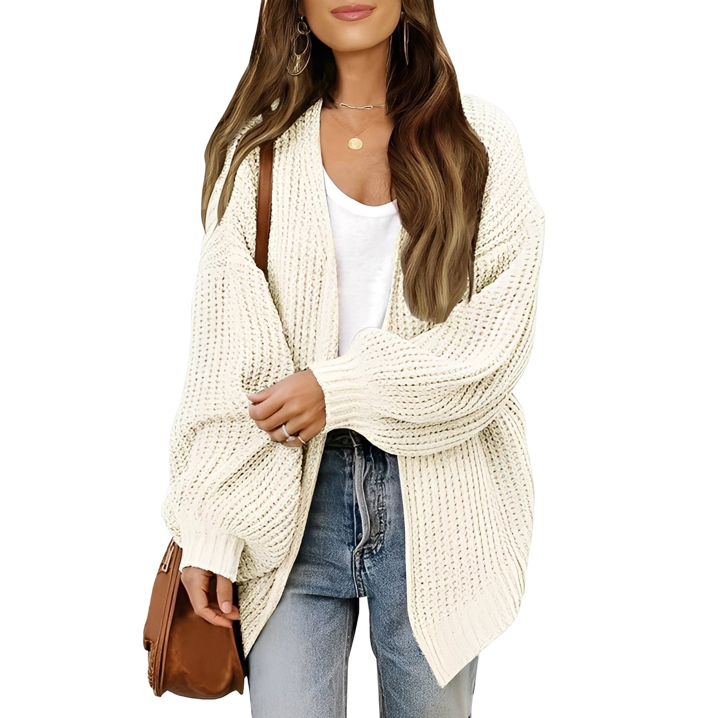 Nelly - Dámský volný kardigan s otevřenou přední částí