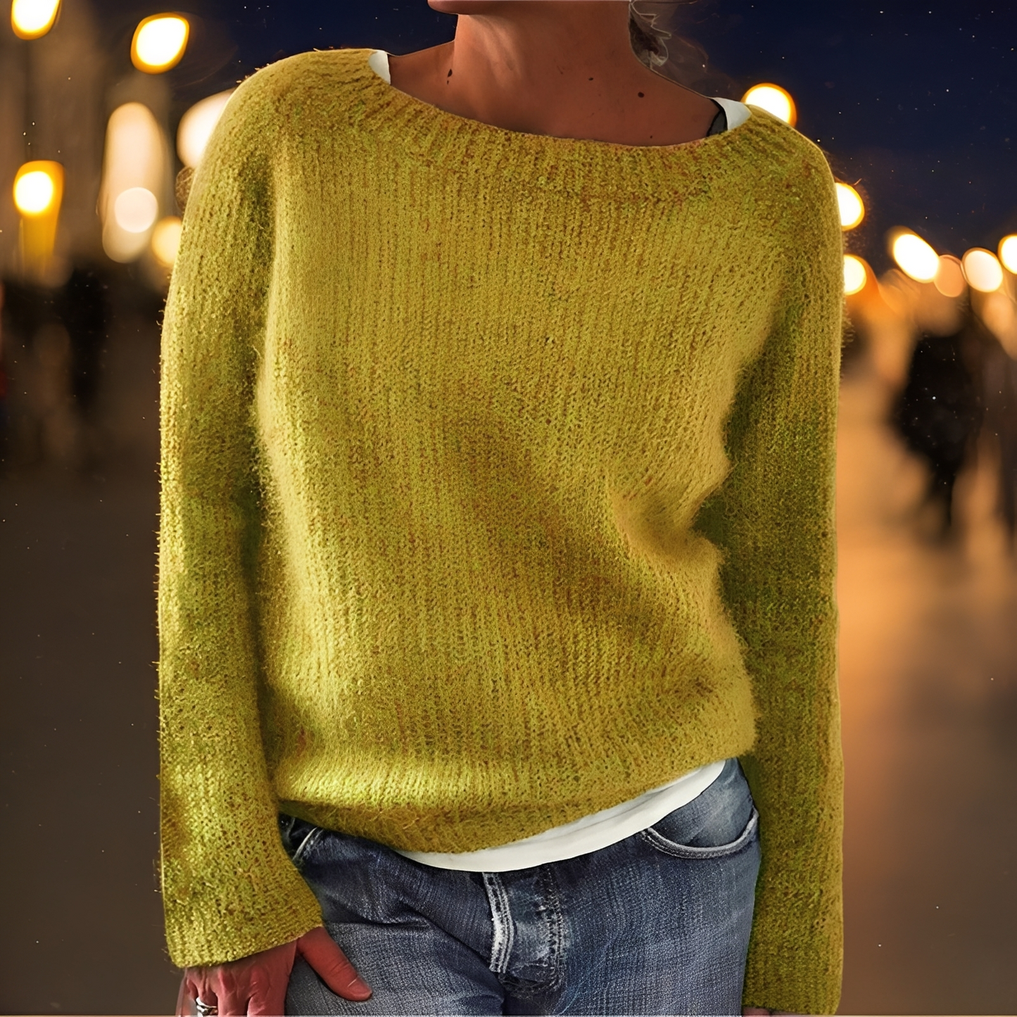 Abeeha - Dámský volný svetr v jedlové barvě