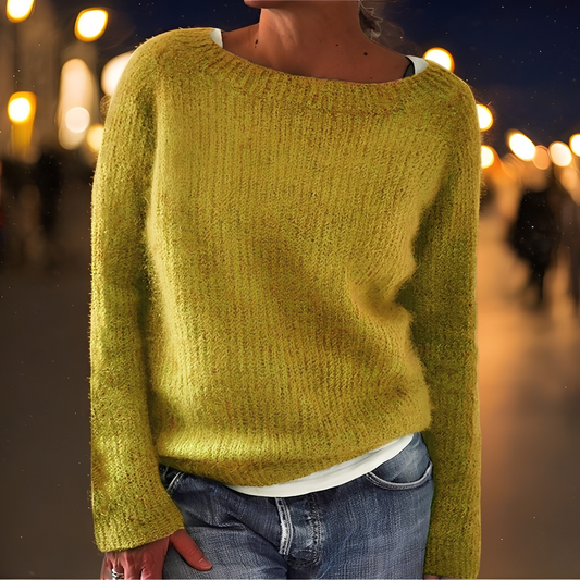 Abeeha - Dámský volný svetr v jedlové barvě